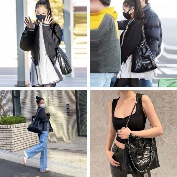 ☑️ 샤넬 로고  22 핸드백 카프스킨 블랙