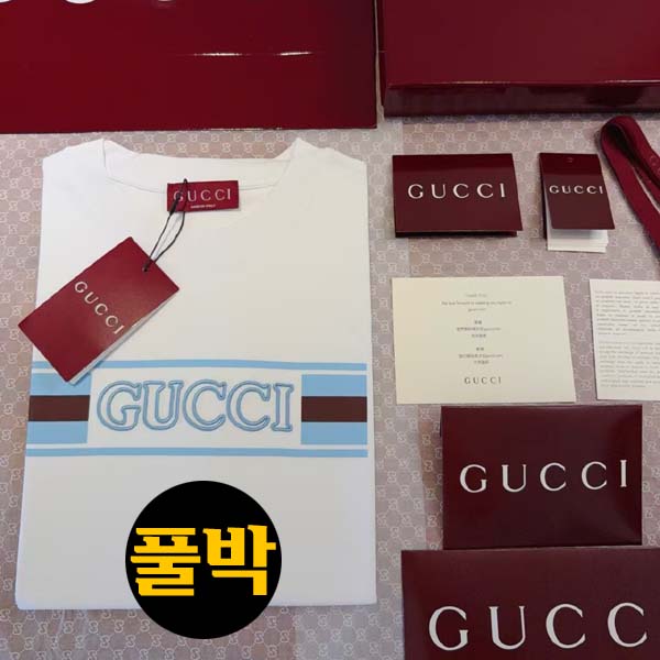 25년 구찌 로고 삼선띠 라운드 반팔티셔츠 2종 0429