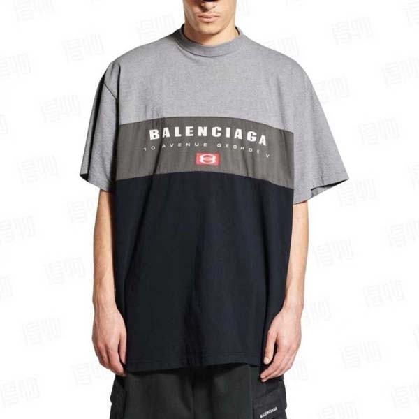 25년 발렌시아가 로고 배색 오버핏 커플 티셔츠
