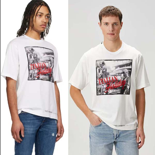 25년 돌체앤가바나 화이트 이탈리안 홀리데이 프린트 라운드 반팔티셔츠 2종 0529