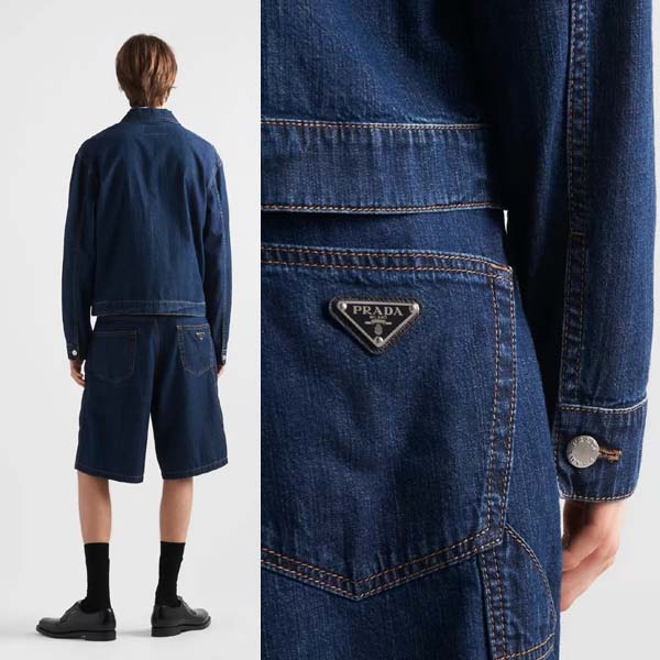 25년 프라다 로고 네이비 라이트 데님팬츠 0610
