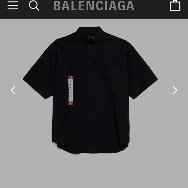 25년 발렌시아가 워크웨어 쇼트 슬리브 라지 핏 셔츠 블랙