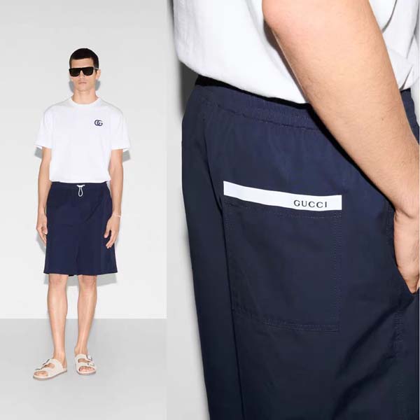 25년 구찌 로고 면 Poplin Shorts 팬츠 0622
