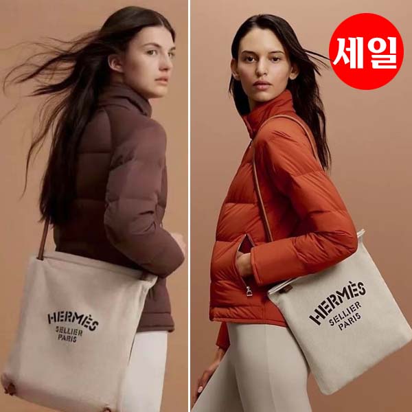 에르메스 로고 알린 캔버스 에코백