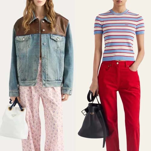 프라다 스트라이프 크루넥 스웨터