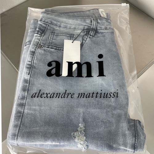 아미 로고 블랙 하트 데님진