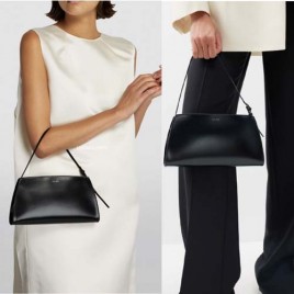 더 로우 달리아 레더 바게트백 블랙