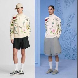 25년 디올 플라워 자수 스웨터 코튼 저지 화이트 1106