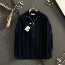 2025FW 로에베 레더로고 골지 하이넥 양모 집업 가디건