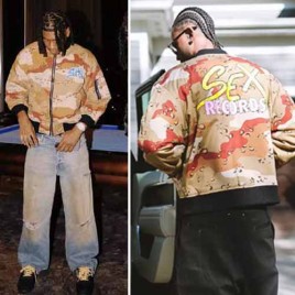 크롬하츠 매티보이  Sex Records 로고 블루종 재킷