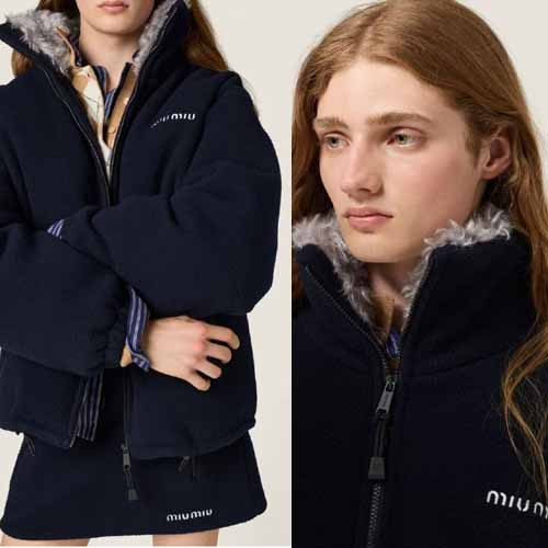 25년 미우미우 로고 다운 필링 플리스 점퍼 1115