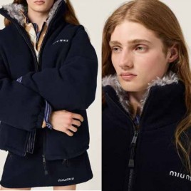 25년 미우미우 로고 다운 필링 플리스 점퍼 1115