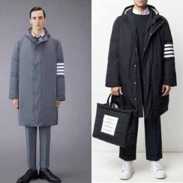 톰브라운 폴리 트윌 다운필 후디 사선 롱패딩 2종