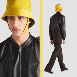 프라다 로고 나파 레더 봄버 재킷