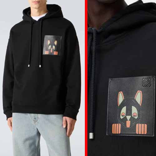 25년 로에베 x Louis Wain 릴랙스 핏 후디 코튼 블랙 1201