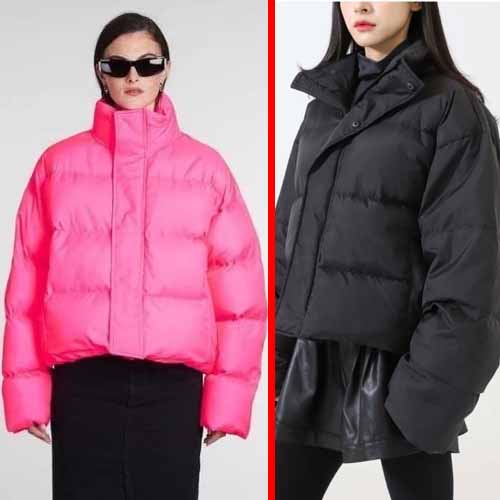 발렌시아가 핑크/블랙 다운 퍼프 푸퍼점퍼 2종