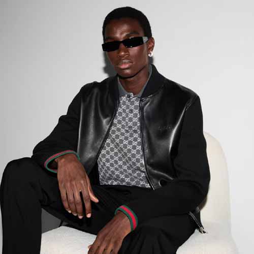 구찌 로고 레더 재킷