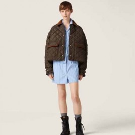 25년 미우미우 로고 퀼팅 블루종 재킷 점퍼