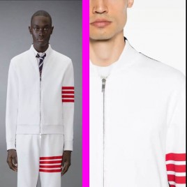 톰브라운 코튼 사선 봄버 화이트 재킷 0115