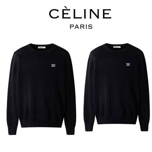 셀린느 자수로고 울 블랙 니트