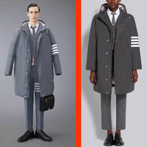 톰브라운 트윌 4바 다운필 그레이 코트