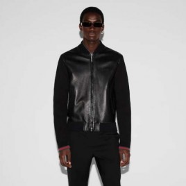 구찌 로고 나파 레더 봄버 블랙재킷