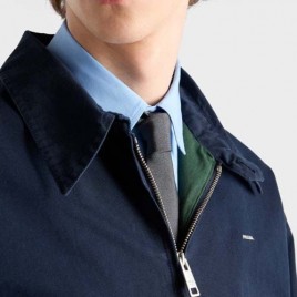 프라다 로고 실크 블랙 넥타이