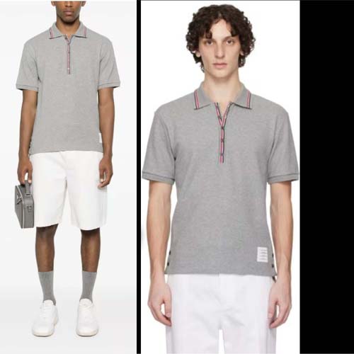 톰브라운 그레이/화이트 코튼 4바 쇼트 슬리브 폴로 반팔 티셔츠 2종 0206