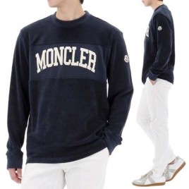몽클레어 로고 패치 크루넥 네이비 맨투맨